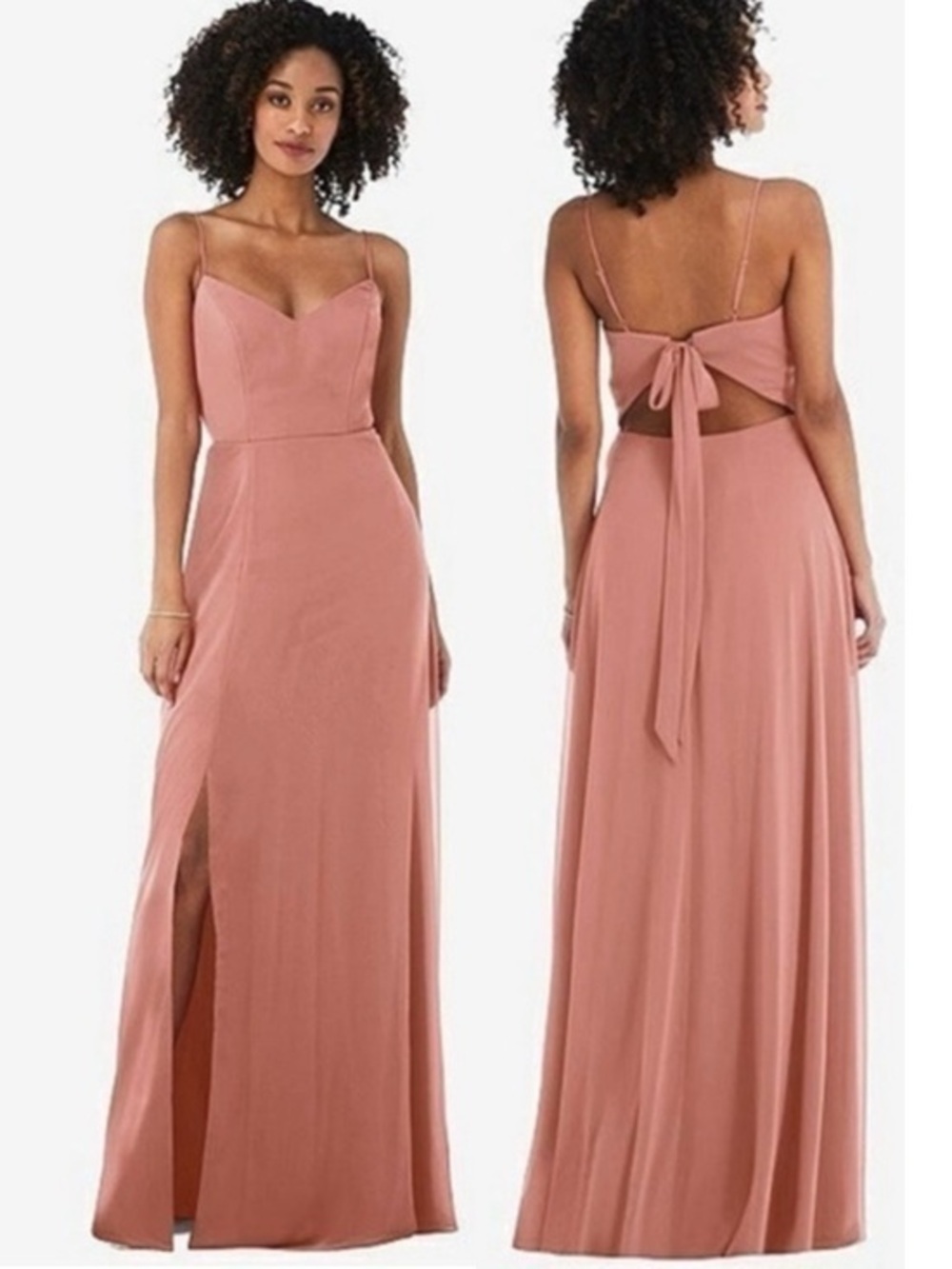 NWT After Six Dessy Group Lux Chiffon Cutout Tie-Back Maxi Dress Size 10 1548